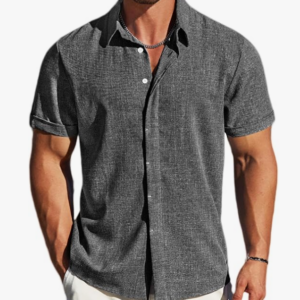 Men's Linen Short Sleeve Button Down Shirt