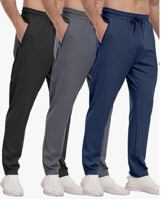 3 Pack Mens Athletic Sweatpants with Zipper Pockets